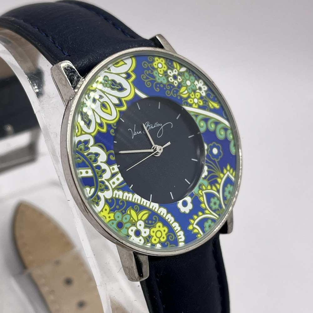 Vera Bradley Women's‎ Paisley Floral Watch Leather Band 35mm Case- New Battery - Picture 2 of 9